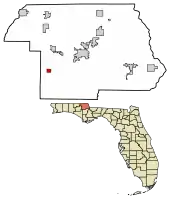 Location of Alford in Jackson County, Florida.