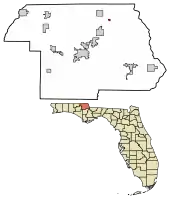 Location of Bascom in Jackson County, Florida