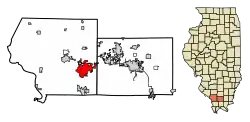Location of Carbondale in Jackson County, Illinois