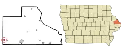 Location of Monmouth, Iowa