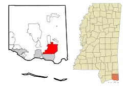 Location of Moss Point in the state of Mississippi