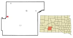 Location in Jackson County and the state of South Dakota