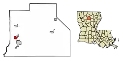 Location of Hodge in Jackson Parish, Louisiana