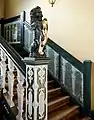 Box newel and finial of a Jacobean staircase in Boston Manor House, United Kingdom.