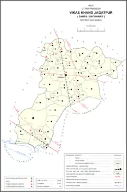 Map showing Bhikh (#125) in Jagatpur CD block