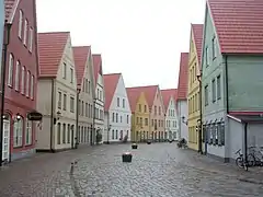 Steeply pitched, gabled roofs in Northern Europe