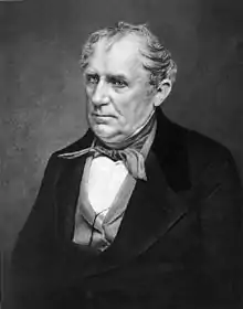 A drawn portrait of James Fenimore Cooper, based on a photograph