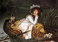 Young Lady in a Boat with a pug by James Tissot, 1870