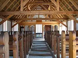 Recreated wooden church interior