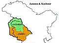Map showing the Kashmir valley and Jammu region