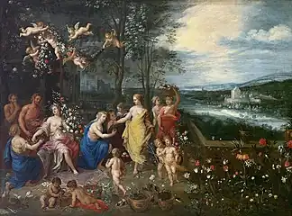 Allegory of Spring with the Château of Mariemont in the back by Jan Brueghel the Elder