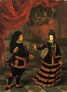 Elector Palatine and his wife in Spanish costumes, dancing