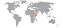 Map indicating locations of Japan and Somalia