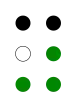 ⠽ (braille pattern dots-13456) 