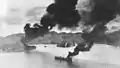 Merchant ship Nagisan Maru burning
