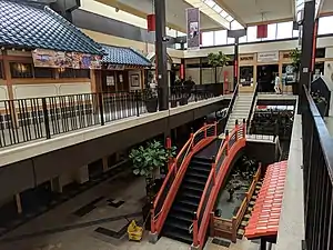 Moon bridge and shops in Miyako Mall (2018)