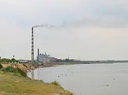 Lake Bolshoye Yarovoye and the chemical plant in Yarovoye