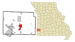 Location within Jasper County and Missouri