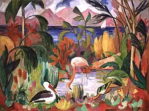 Jean Metzinger, 1907, Paysage coloré aux oiseaux aquatiques, oil on canvas, 74 × 99 cm, Musée d’Art Moderne de la Ville de Paris