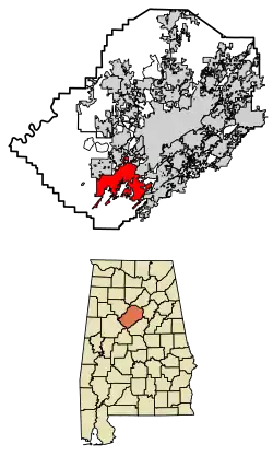 Location of Bessemer in Jefferson County, Alabama.