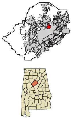Location of Tarrant in Jefferson County, Alabama.