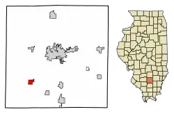 Location of Waltonville in Jefferson County, Illinois