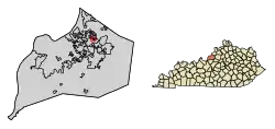 Location of Moorland in Jefferson County, Kentucky