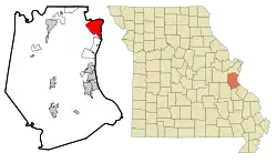 Location within Jefferson County and Missouri
