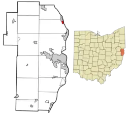 Location of Empire in Jefferson County and in the state of Ohio