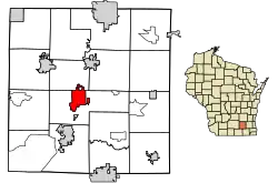 Location of Jefferson in Jefferson County, Wisconsin.