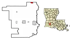 Location of Elton in Jefferson Davis Parish, Louisiana