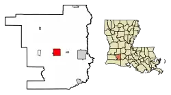 Location of Welsh in Jefferson Davis Parish, Louisiana.