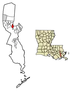 Location of Westwego in Jefferson Parish, Louisiana