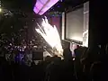 Jeff Hardy using the comet pyrotechnics in his ring entrance