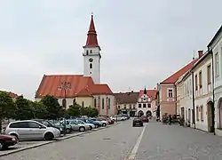Town square with the Church of Saint Stanislaus