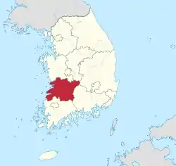 Location of North Jeolla Province