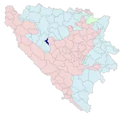 Location of Jezero within Bosnia and Herzegovina