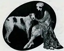 Joan Sawyer and a dog, from a 1921 publication.