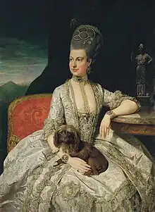 Archduchess Maria Christina, Duchess of Teschen (1742–1798), with her dog in lion cut.
