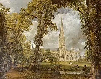 Dutch Elm, Salisbury Cathedral from the Bishop's grounds (1823)