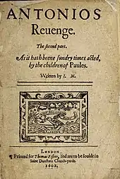 Title page of the first edition of Antonio's Revenge (1602)