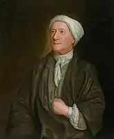 Portrait by John Smibert of a man in an 18th-century nightgown, painted in 1730