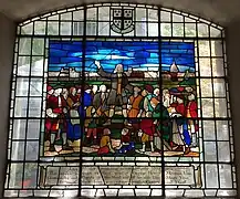 John Wesley preaching in Moorfields in 1738, stained glass in St Botolph's, Aldersgate