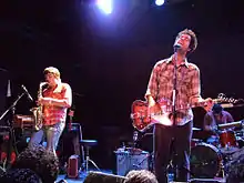 Johnny and the Moon at Bowery Ballroom on October 9, 2007 (from left Big Juicy Papa, Dante DeCaro, Lindy Gerrard).