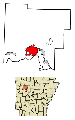 Location of Clarksville in Johnson County, Arkansas