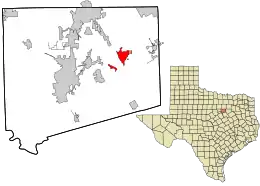 Location in Johnson County and the state of Texas