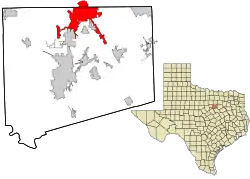 Location in Johnson County and the state of Texas