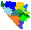 Bosniak SDA and Croat HDZ BiH joint proposal of 12 cantons, from August 1992.