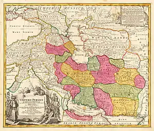Volgodonskaya Perevoloka (designated channel) on the map of Persia (1720s).