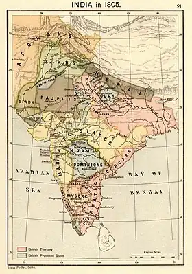 Map of India in 1805.